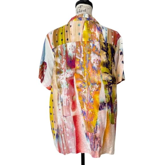 Jams World Facade Top Button-Up Colorful Hawaiian Shirt Short Sleeve Womens XXL - Picture 3 of 7